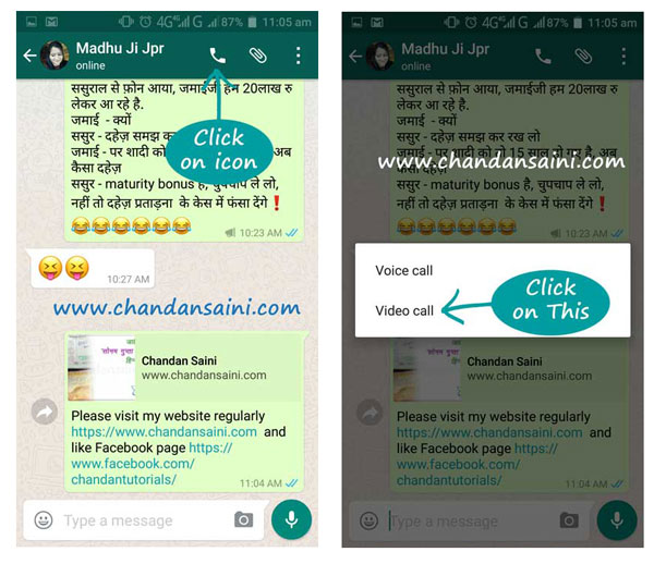 Whatsapp video Calling feature in hindi